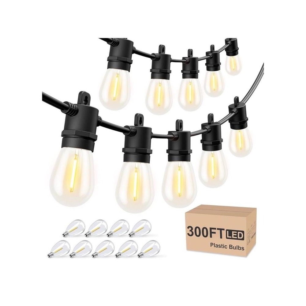 Kawaya 300FT LED Outdoor String Lights Patio Globe Warm White Waterproof IP65